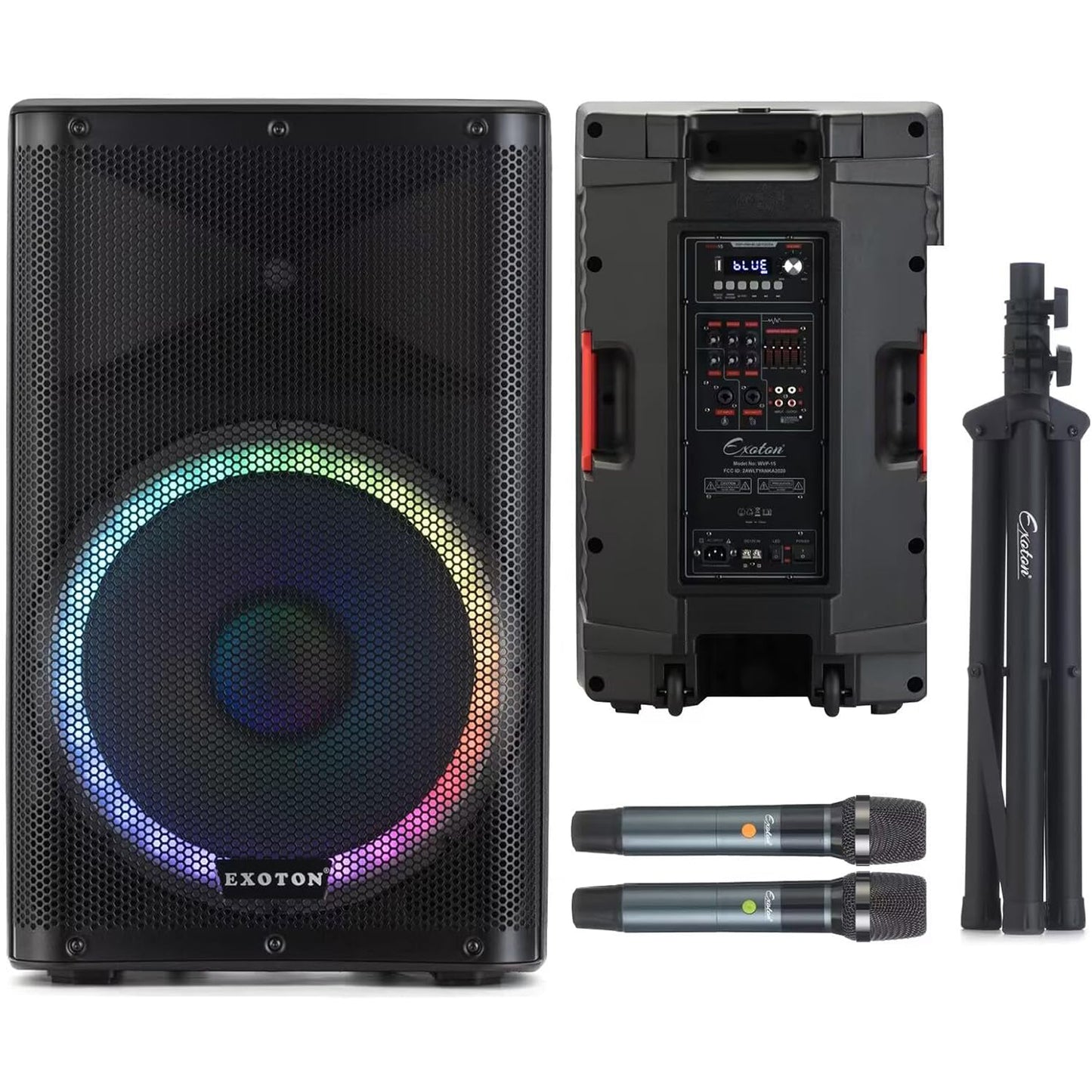 1800W 15-inch Rechargeable Wireless PA Speaker System With Stand