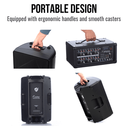 2000W 12-inch PA Speakers System With 6 Channel Mixer