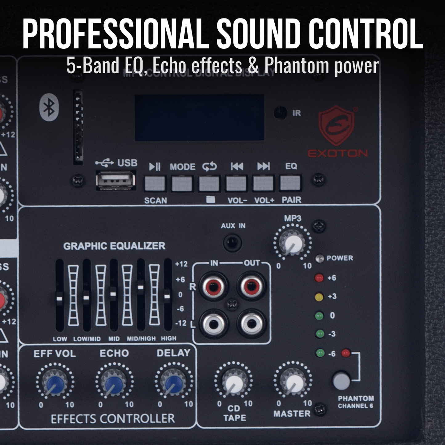 2000W 12-inch PA Speakers System With 6 Channel Mixer